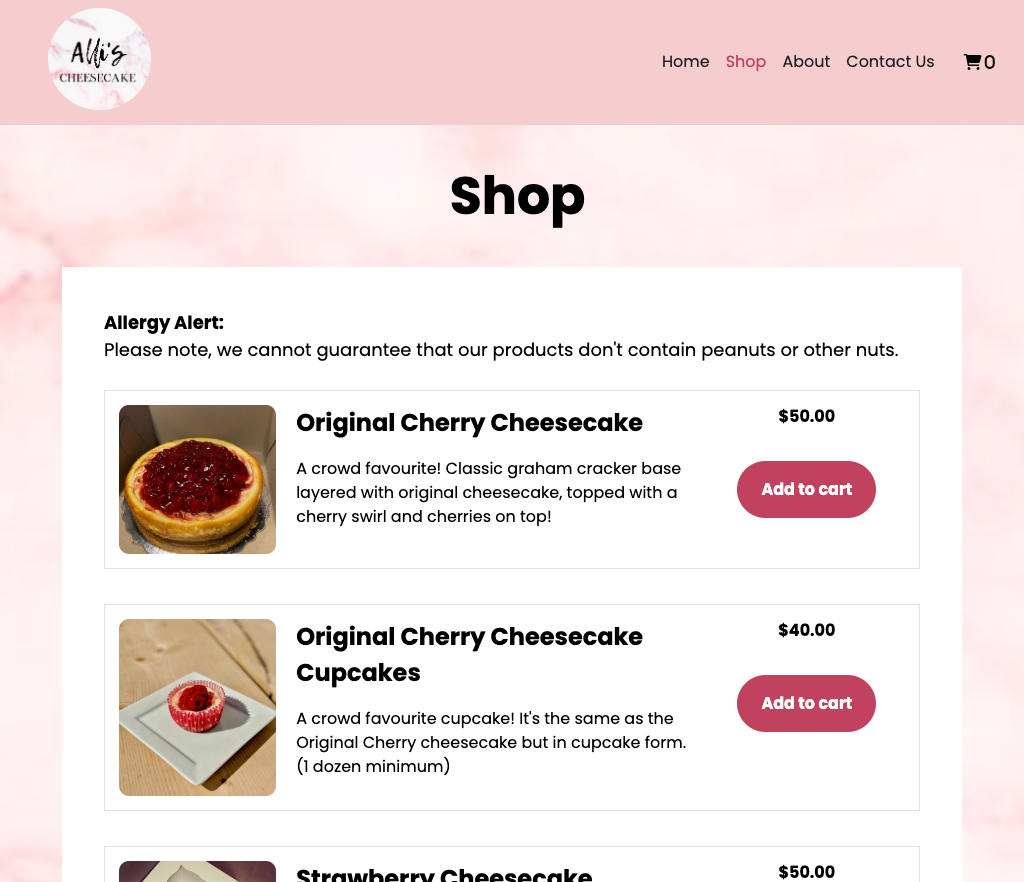 Alli's cheesecake screenshot 2